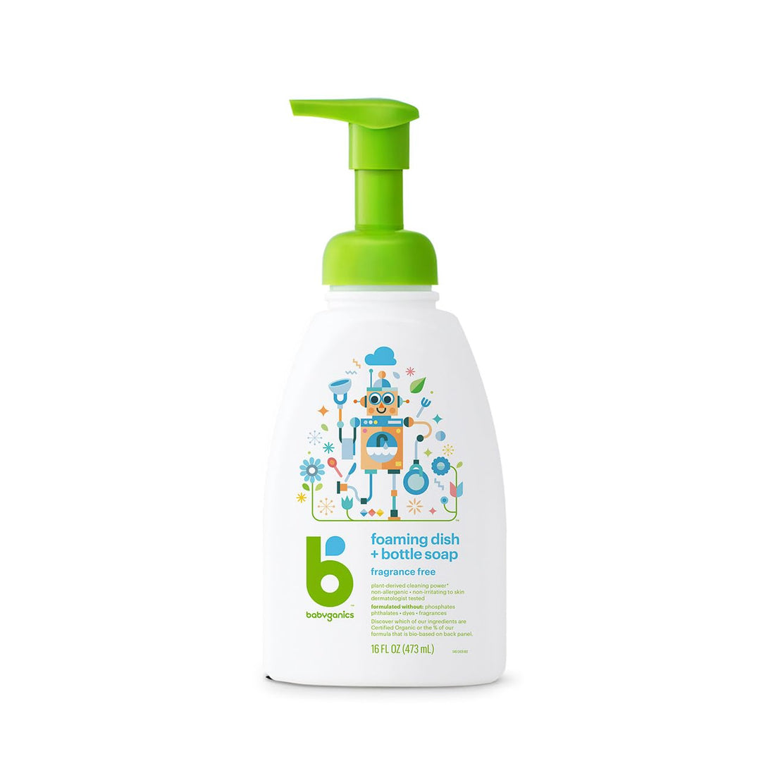 Babyganics Dish Dazzler Foaming Dish and Bottle Soap, Fragrance Free, 16 fl oz
