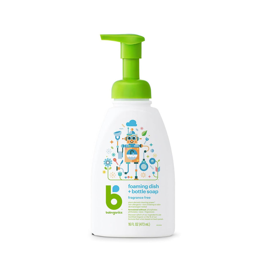 Babyganics Dish Dazzler Foaming Dish and Bottle Soap, Fragrance Free, 16 fl oz