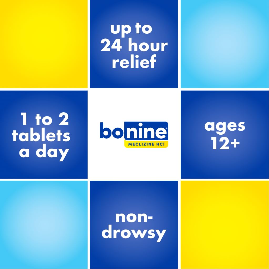 Bonine Motion Sickness Relief Chewable Tablets, Raspberry, 16 Count