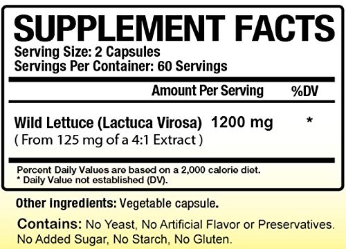 Biotech Nutritions Wild Lettuce Extract, 1200 mg, 120 Count