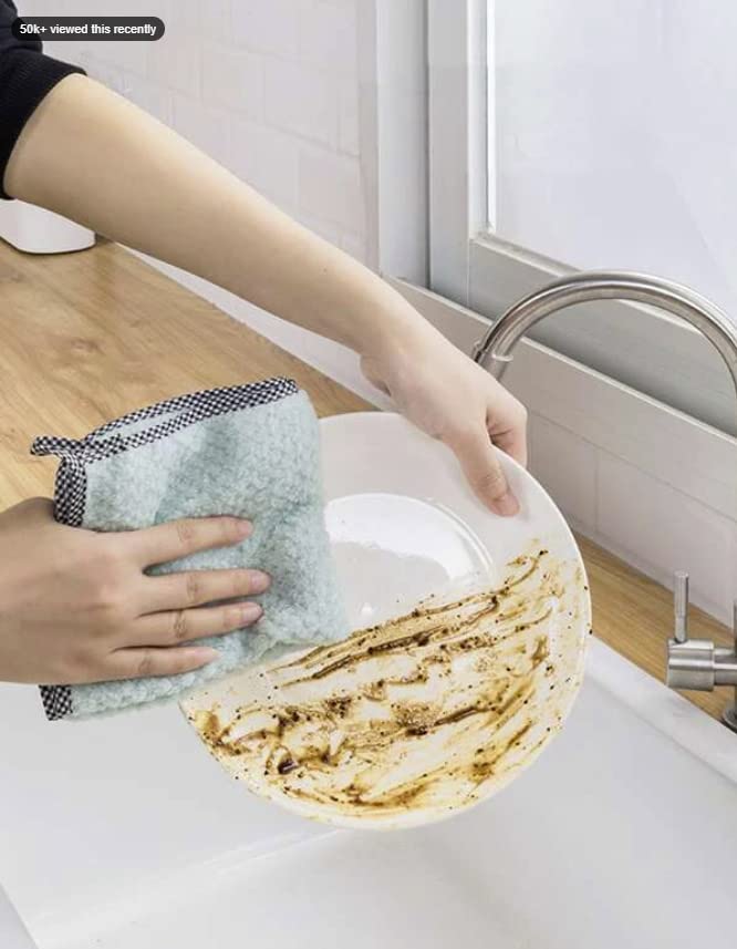 Generic Absorbent Non-Stick Dishwashing Cloth, Random Color, 5 Count