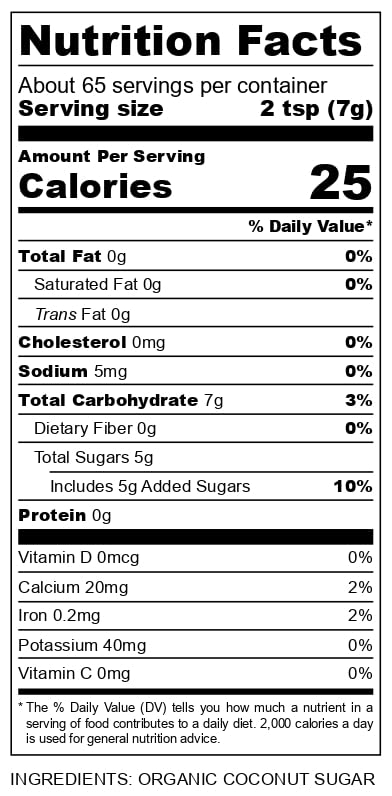 Big Tree Farms Organic Brown Coconut Sugar, Fine Crystals, 1 lb