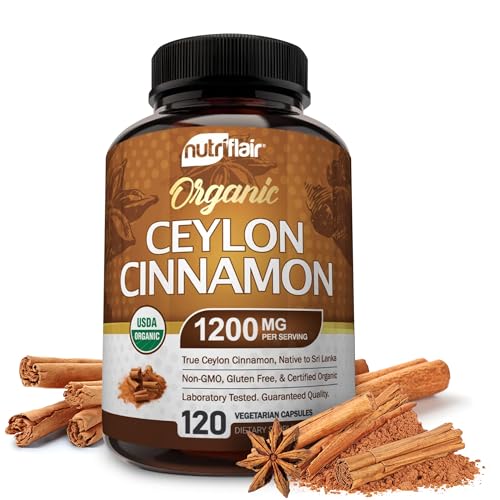 NutriFlair Organic Ceylon Cinnamon, 1200 mg, 180 Count