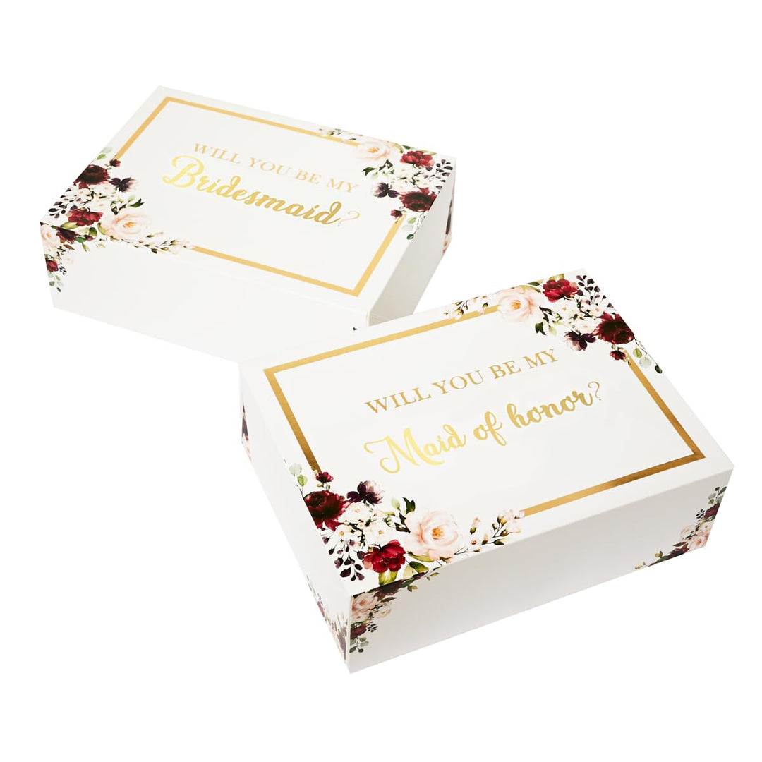 All Ewired Up Bridesmaid Proposal Box Set, Burgundy Geometric, 6 Count