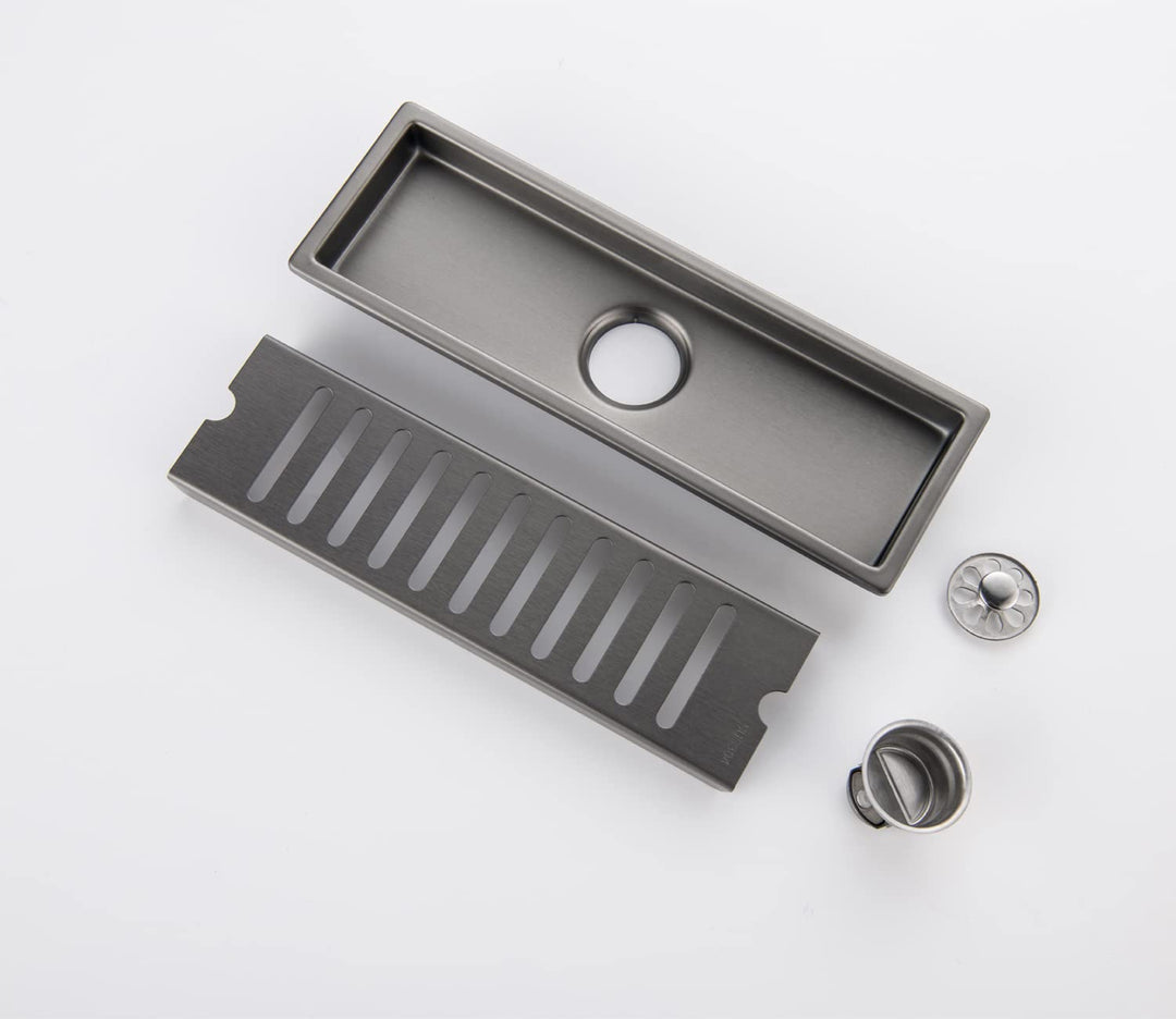 Fashionhome Linear Shower Drain, Gun Gray, 30 cm x 10 cm