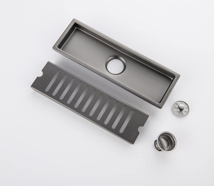 Fashionhome Linear Shower Drain, Gun Gray, 30 cm x 10 cm