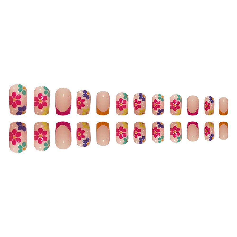 TBRZTR Press On Nails, Multiple Colour Flower Patterns, 24 Count