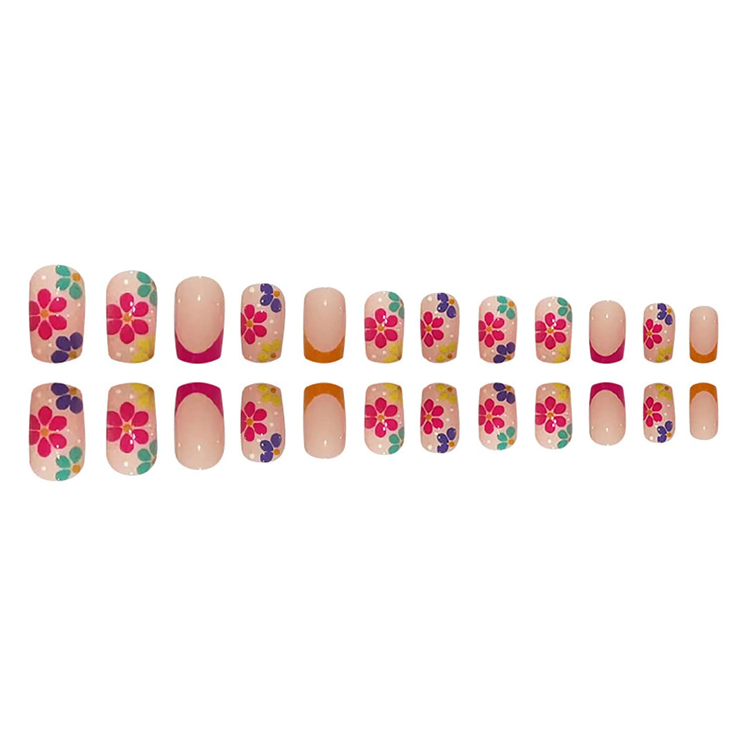 TBRZTR Press On Nails, Multiple Colour Flower Patterns, 24 Count