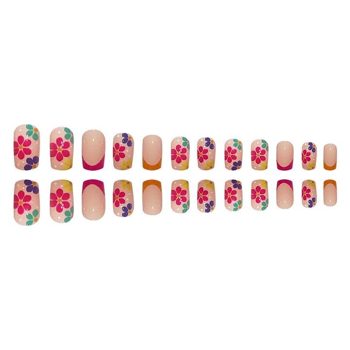 TBRZTR Press On Nails, Multiple Colour Flower Patterns, 24 Count