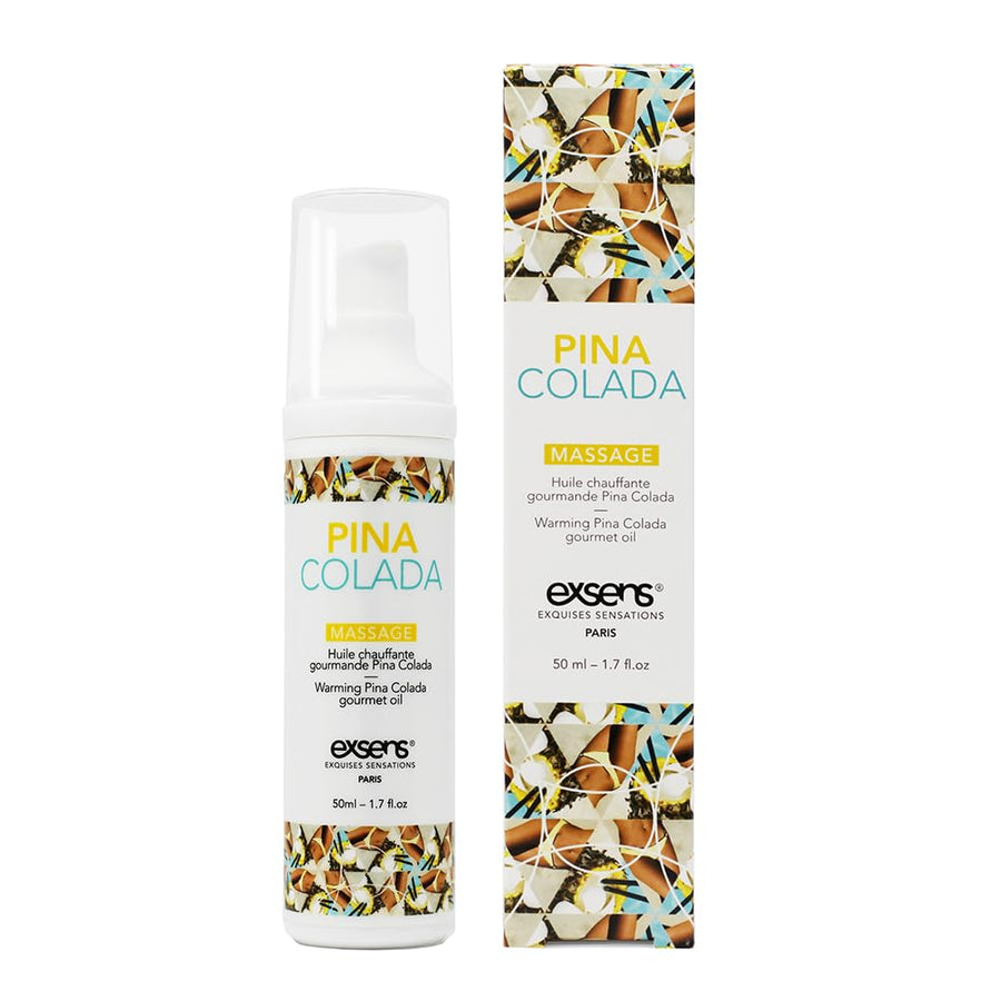 EXSENS Natural Warming Massage Oil, Pina Colada, 1.7 fl oz