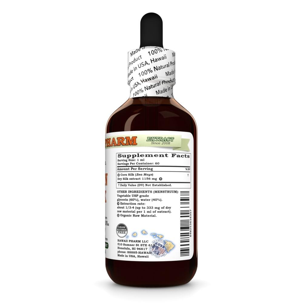 HawaiiPharm Corn Silk Alcohol-Free Liquid Extract, Organic, 2 fl oz
