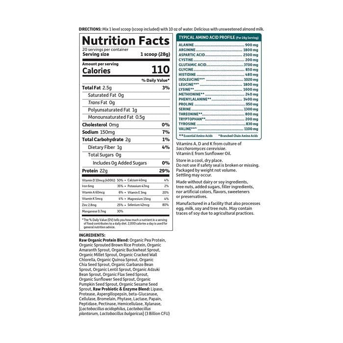 Garden of Life Raw Organic Protein, Unflavored, 560 g