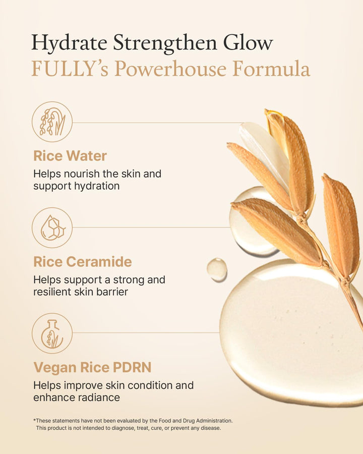 FULLY Rice Ceramide Moisturizing Cream, Fragrance-Free, 3.04 fl oz