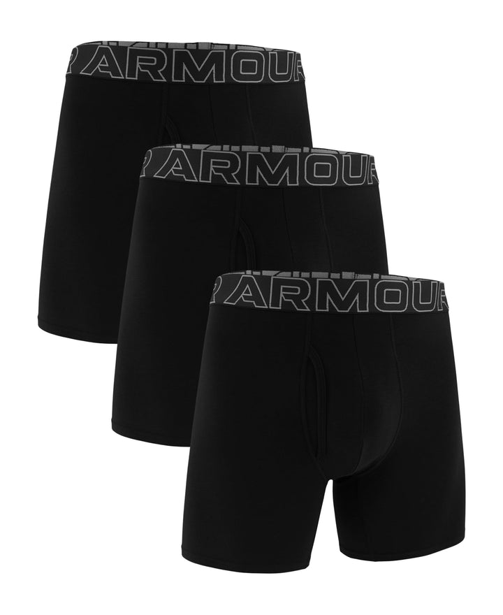 Under Armour Men's Cotton Boxerjock Brief Underwear, Black Solid, Medium, 3 Count