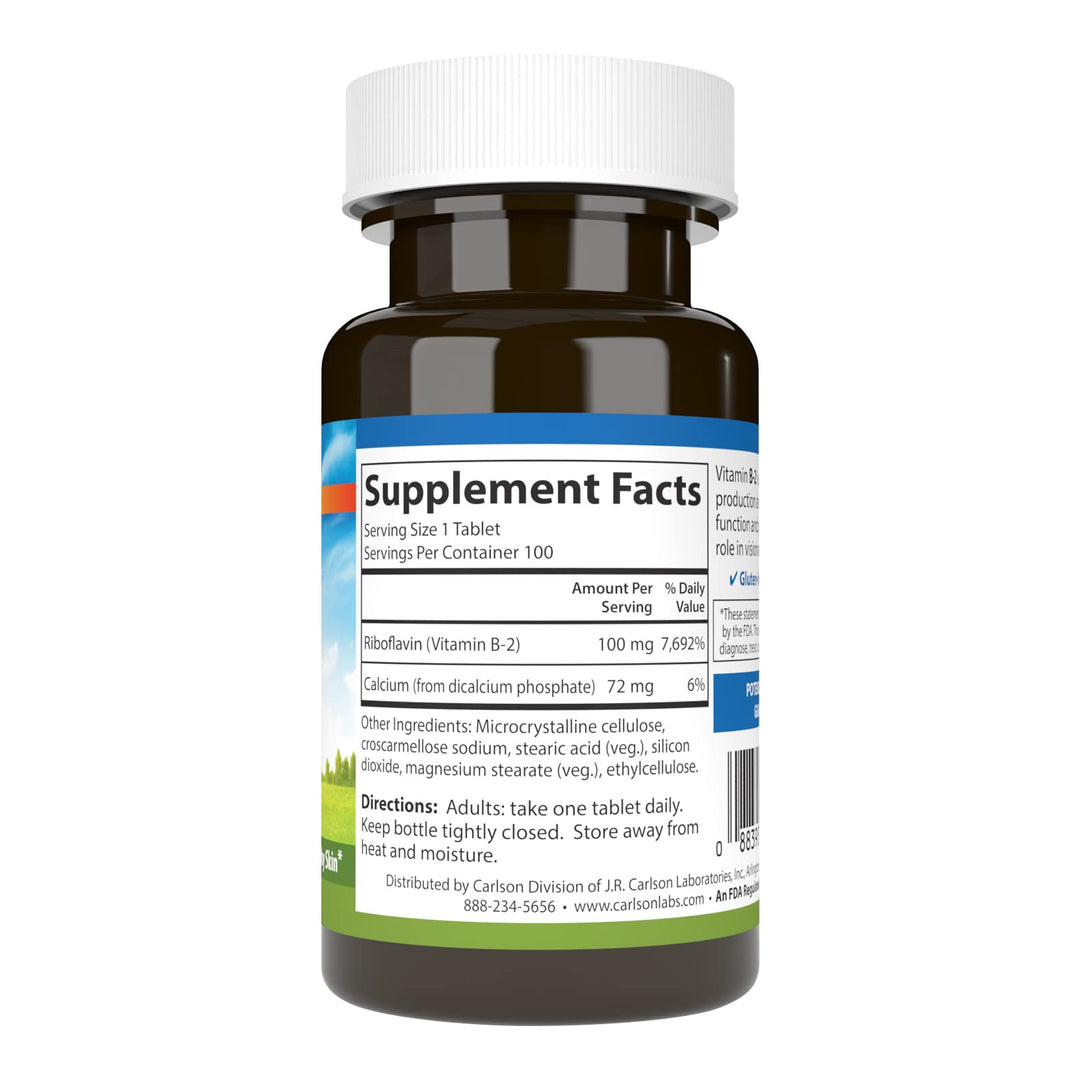 Carlson B-2 Riboflavin, 100 mg, 100 Count