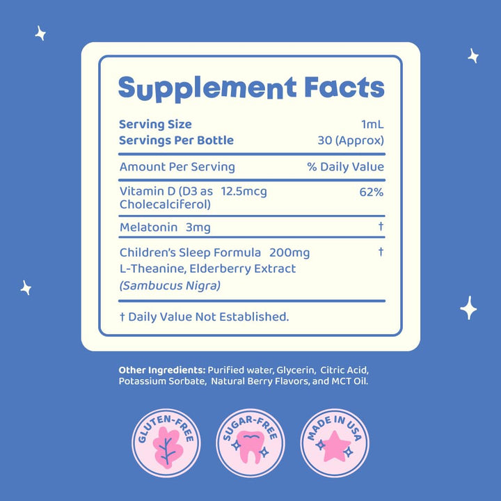 JoySpring Kids Melatonin Drops, Berry, 1 fl oz, 30 Count