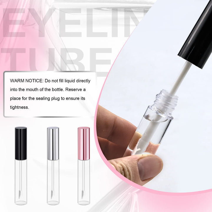 Bercoor Lip Gloss Tube, Black Silver and Pink, 30 Count