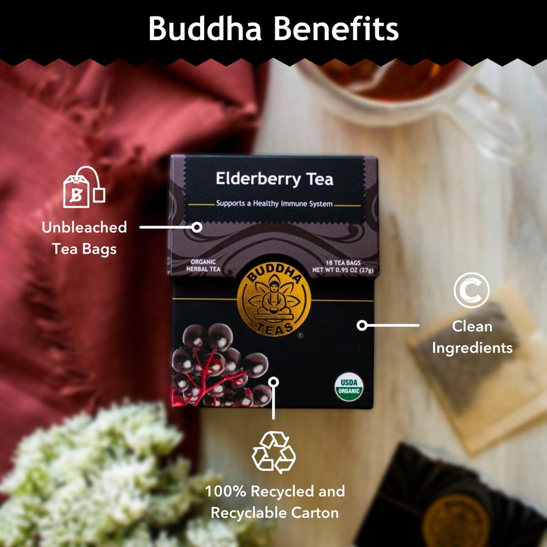 Buddha Teas Organic Elderberry Herbal Tea, Caffeine Free