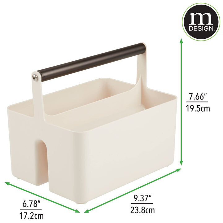 mDesign Plastic Shower Caddy Storage Organizer, Cream/Bronze