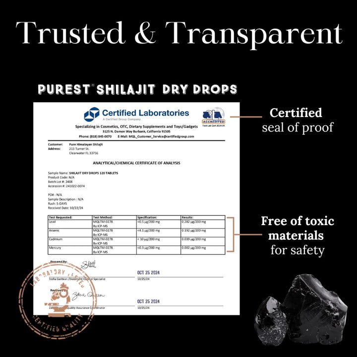 Pure Himalayan Shilajit Dry Drops, Original Siberian, 60 Count