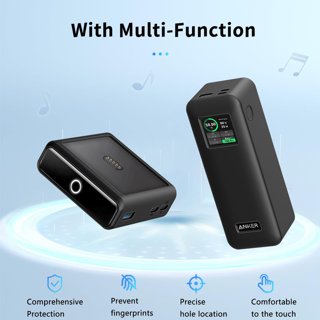 NOUKAJU Silicone Case for Anker Prime Power Bank and Charging Base, Black