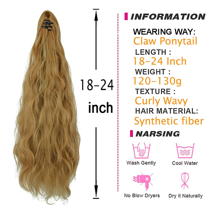 SLLIE Ponytail Extension, Long Wavy Curly, 24 Inch