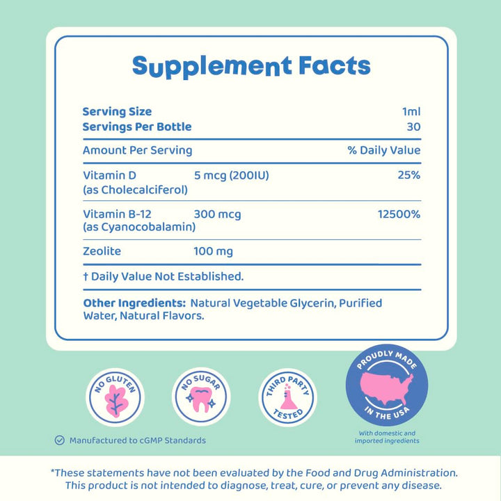 JoySpring DetoxZee Kids Zeolite Mineral Drops, 2 fl oz, 60 Count