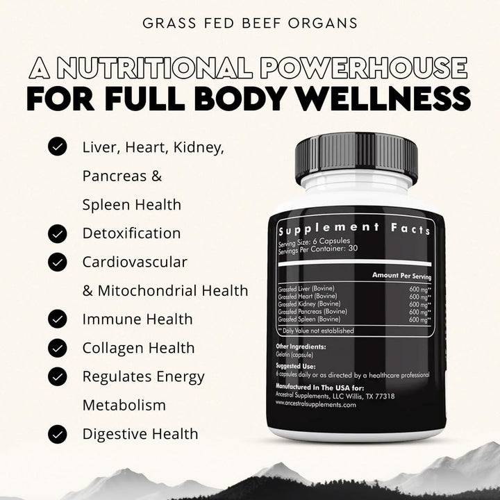 Ancestral Supplements Grass Fed Beef Organs