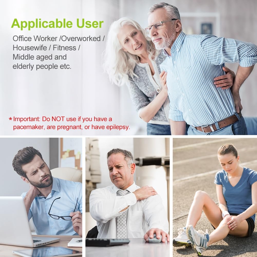 AUVON Rechargeable TENS Unit Muscle Stimulator, 24 Modes, 8 Count