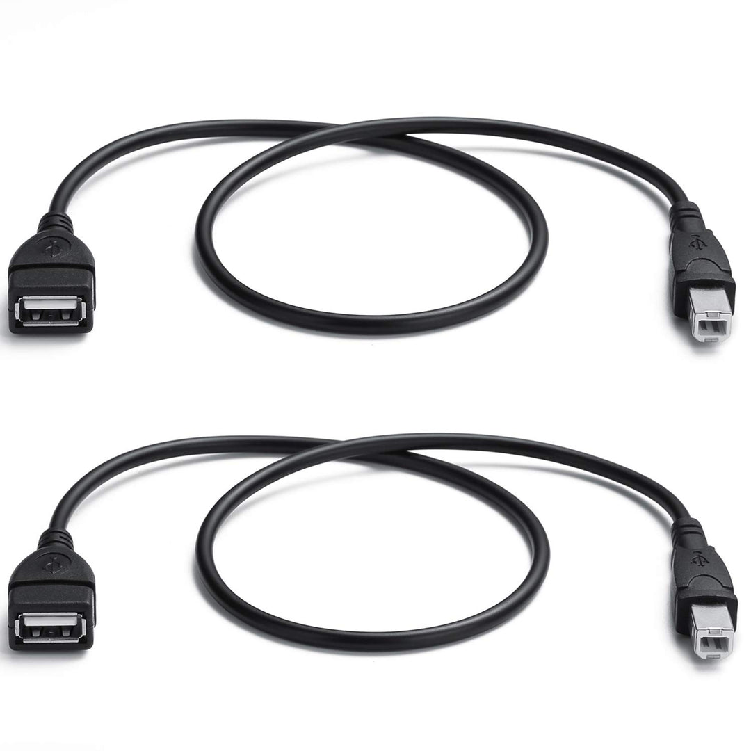 YOUOWO USB 2.0 Cable, A Female to B Male, Black, 2 Count