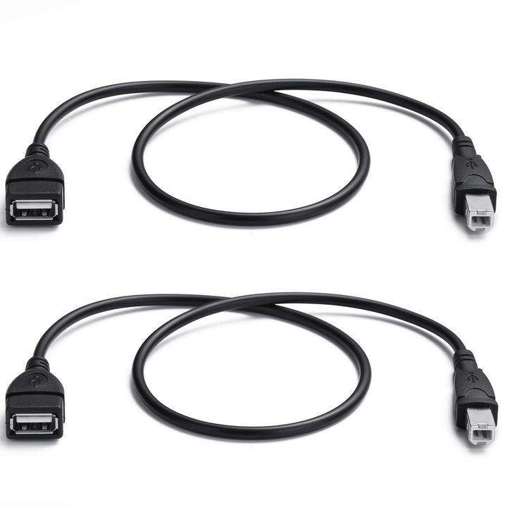 YOUOWO USB 2.0 Cable, A Female to B Male, Black, 2 Count