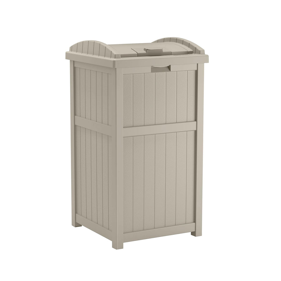 Suncast Hideaway Outdoor Trash Can with Lid, Light Taupe, 30 gal