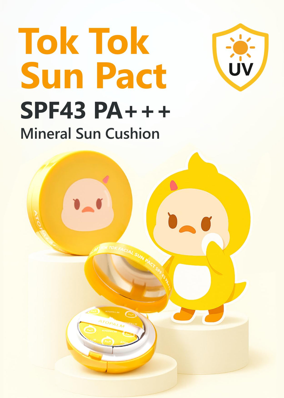 ATOPALM Tok Tok Facial Sun Pact SPF43 PA+++, 0.5 oz