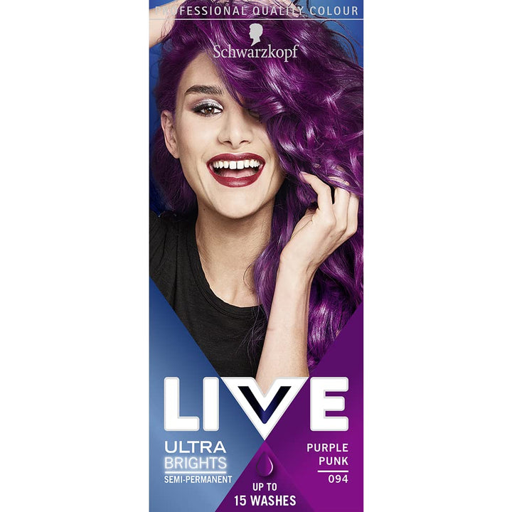 LIVE Ultra Brights Semi-Permanent Hair Dye, Purple Punk, 094