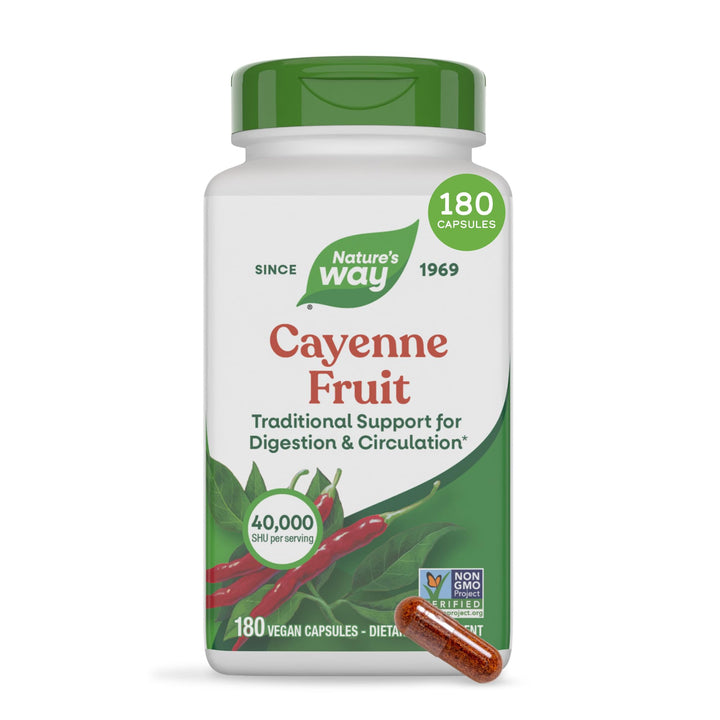 Nature's Way Cayenne Fruit Capsules, 450 mg, 180 Count