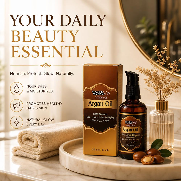 VoilaVe Organic Moroccan Argan Oil, 4 fl oz