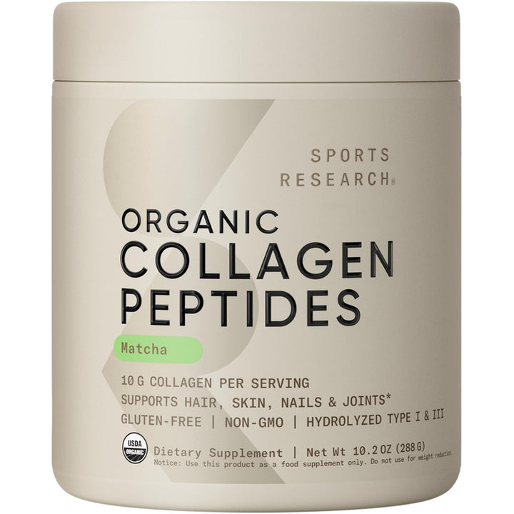 Sports Research Collagen Peptides Powder, Matcha Green Tea, 10.16 oz