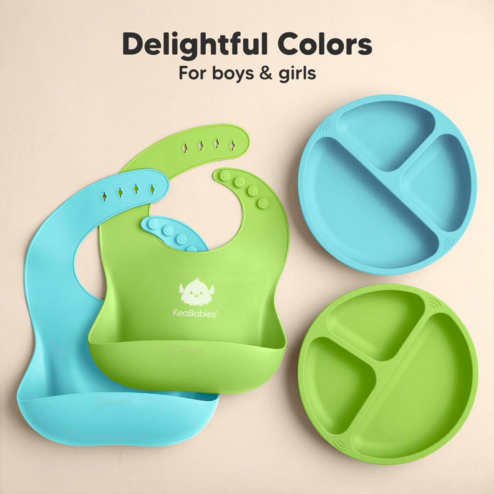 KeaBabies Silicone Baby Bibs, Cloud Nine, 2 Count