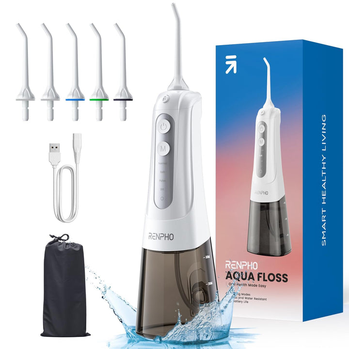 RENPHO Oral Irrigator, Cordless Water Flosser, 300 ml