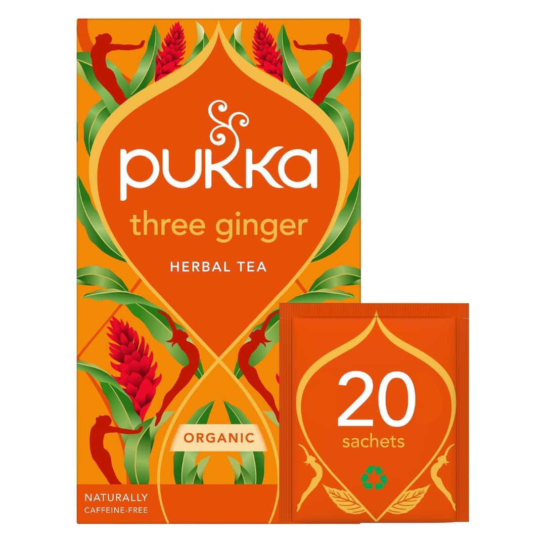 Pukka Three Ginger Organic Herbal Tea, 20 Count
