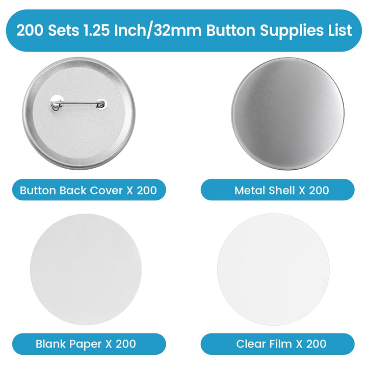 CAEYPOAR Button Maker Supplies, 200 Count
