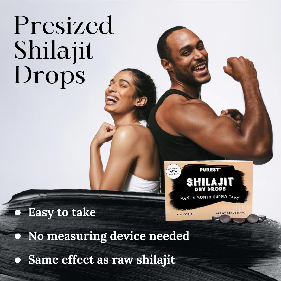 Pure Himalayan Shilajit Dry Drops, Original Siberian, 60 Count
