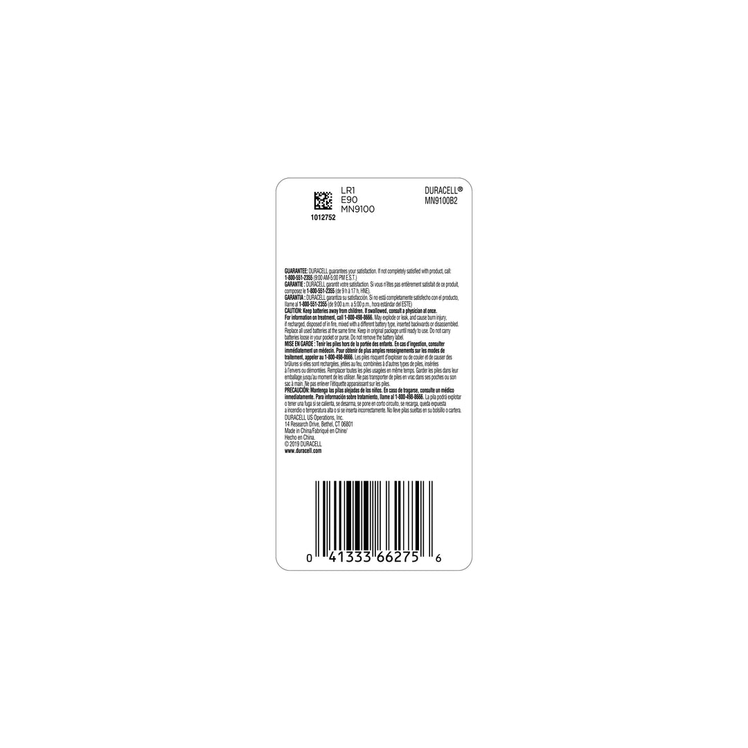 DURACELL N 1.5V Alkaline Battery, 2 Count