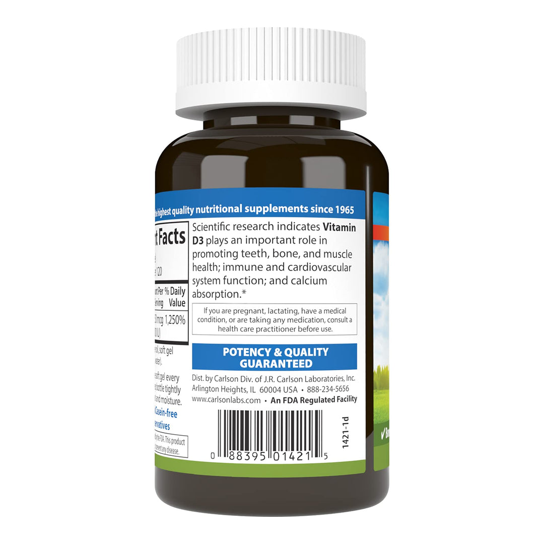 Carlson Vitamin D3 Softgels, 10000 IU, 120 Count