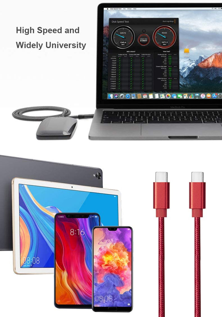 RoFI USB C to USB C Cable, 60W, Red, 2 Count, 4 ft