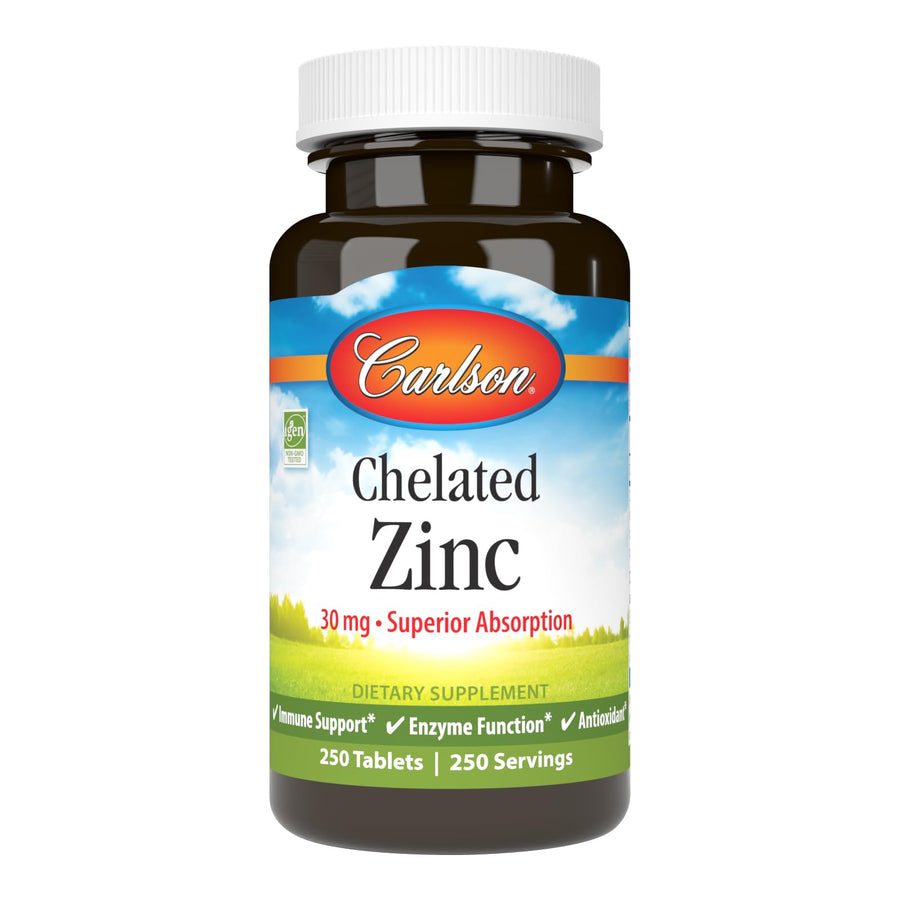 Carlson Chelated Zinc Glycinate, 30 mg, 250 Count