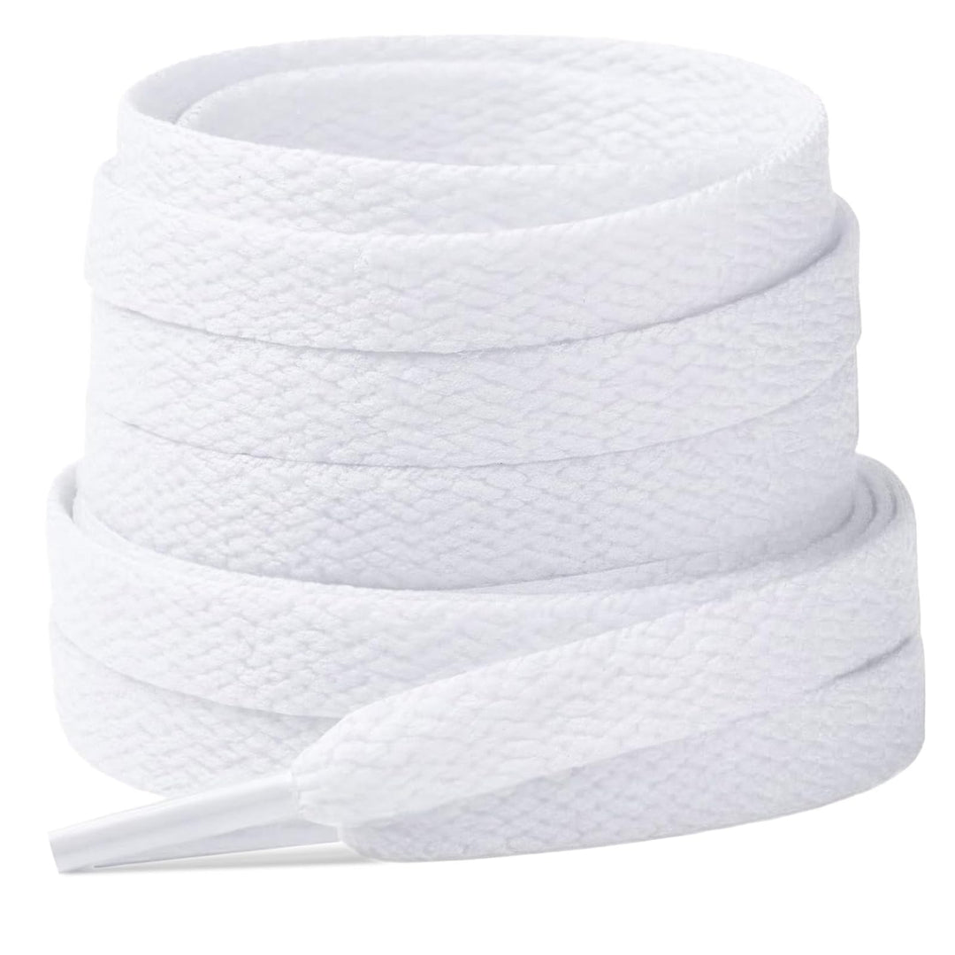 Stepace Flat Shoe Laces for Sneakers, White, 60 in