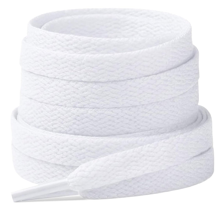 Stepace Flat Shoe Laces for Sneakers, White, 60 in