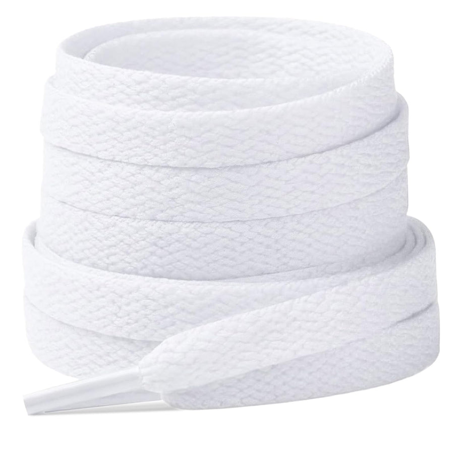 Stepace Flat Shoe Laces for Sneakers, White, 60 in