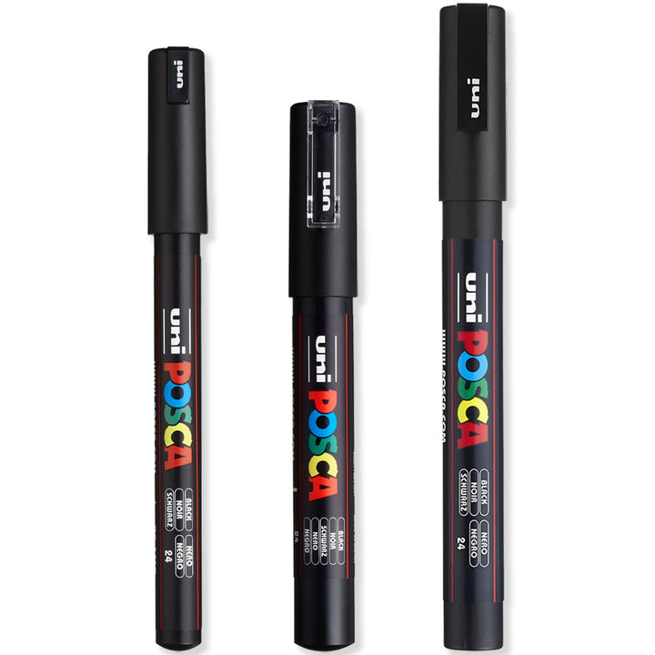 posca Paint Marker Pens Set, Black Ink, Pack of 3